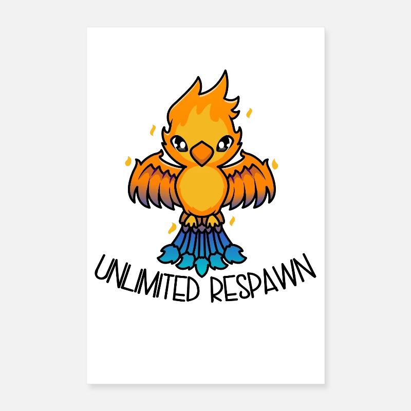 Réapparition illimitée – Dessin animé du Phénix mignon Poster 40 x 60 cm