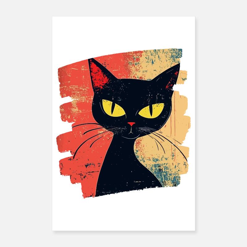 Chat Noir Rétro Poster 40 x 60 cm