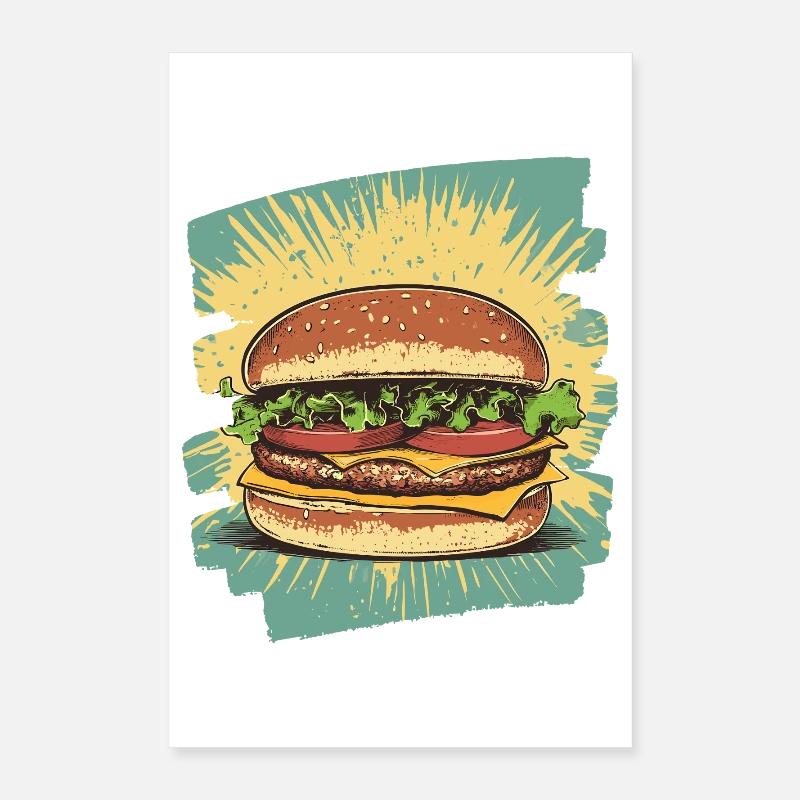 Burger Rétro Poster 40 x 60 cm