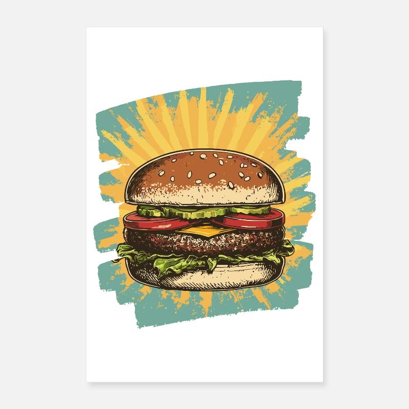 Burger Rétro Poster 40 x 60 cm