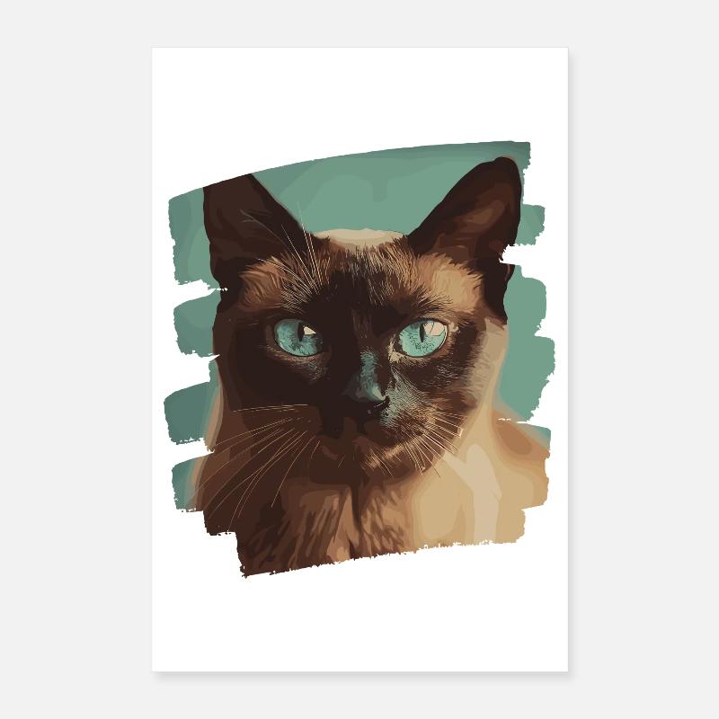 Birman Birmanie Chat Rétro Poster 40 x 60 cm