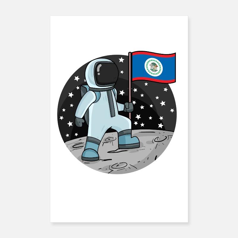 Drapeau astronaute Belize Poster 40 x 60 cm