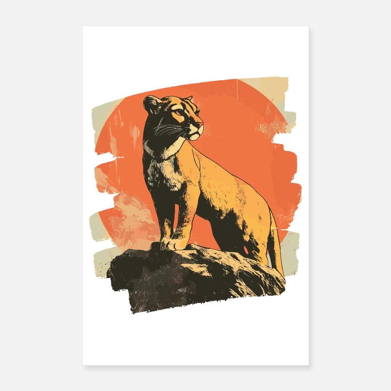 Lion from mountain Retro Poster 16" x 24" (40x60 cm)