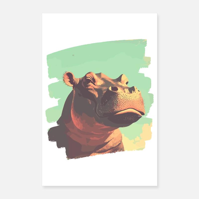 Nilpferd Retro Poster 40x60 cm