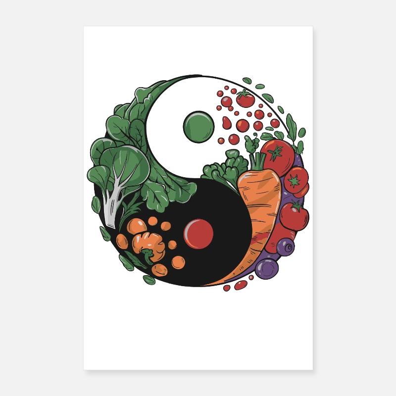 Yin Yang Équilibre Végétal Poster 40 x 60 cm