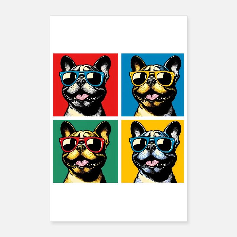 Frenchie Pop Art Bulles, Crêpe, Chonk, Grignotage Poster 40 x 60 cm
