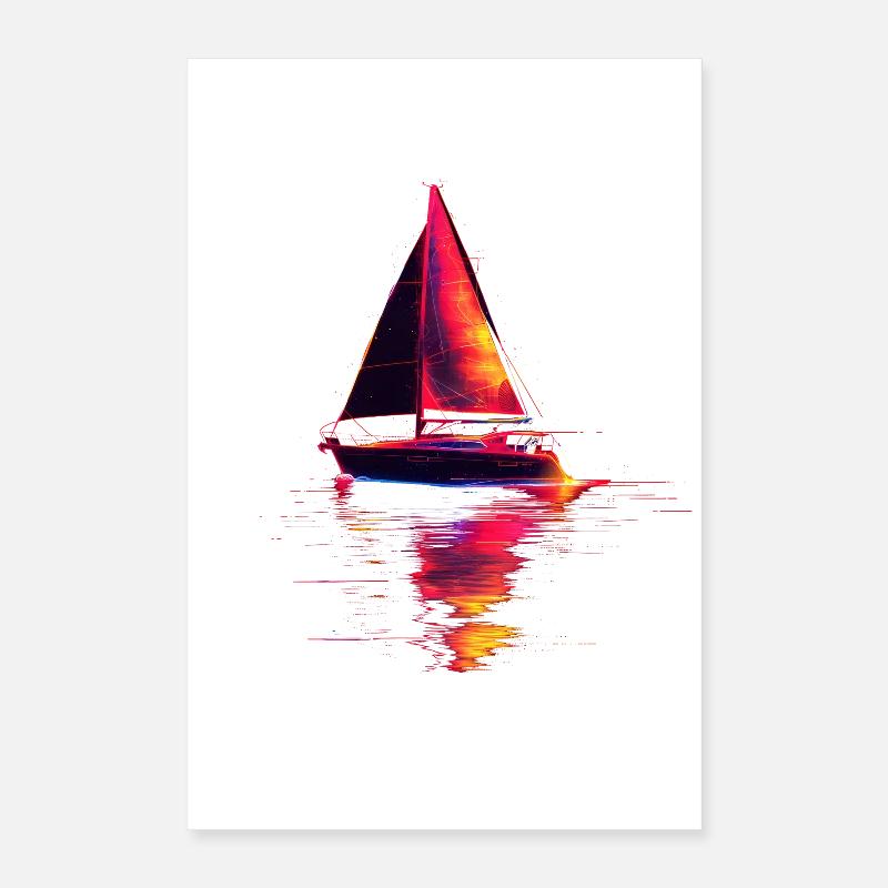 Segelschiff Retrowave Poster 40x60 cm