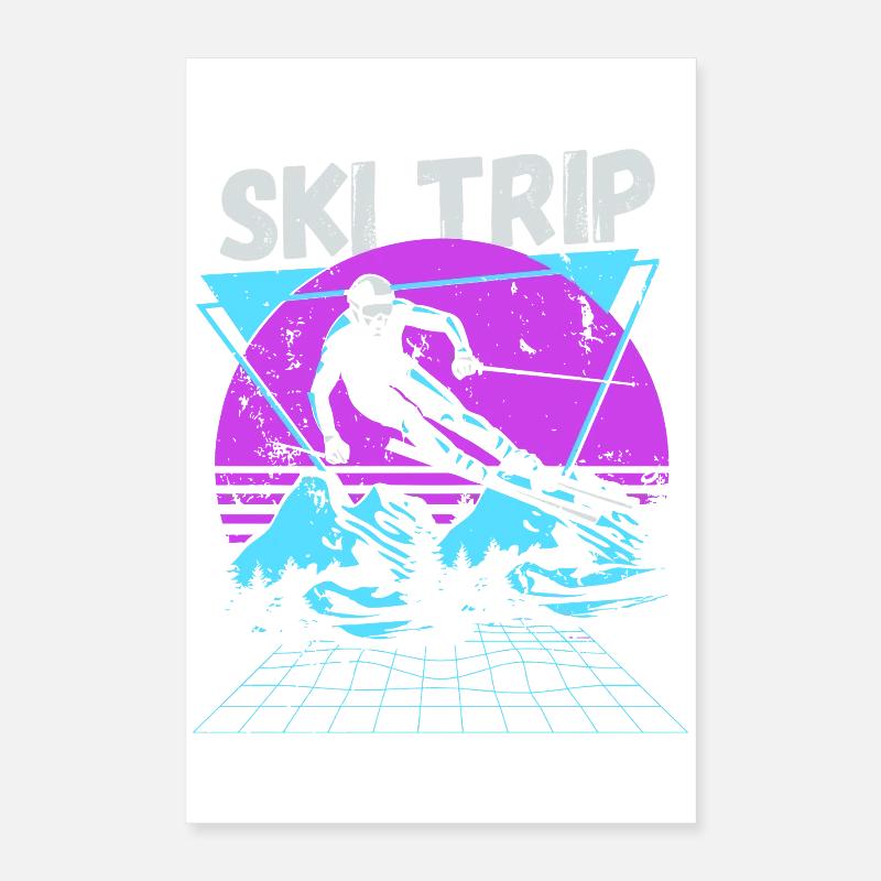 Rétro Ski Trip Néon Graphique Poster 40 x 60 cm