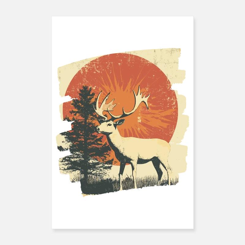 Hirsch mit Geweih Poster 40x60 cm