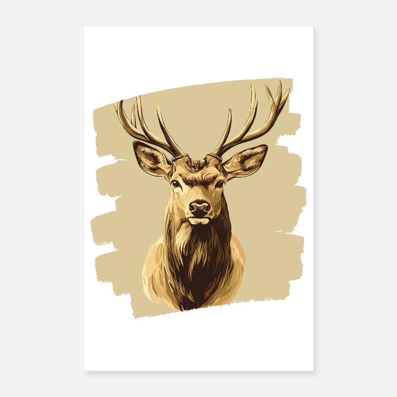 Cerf avec bois Poster 40 x 60 cm
