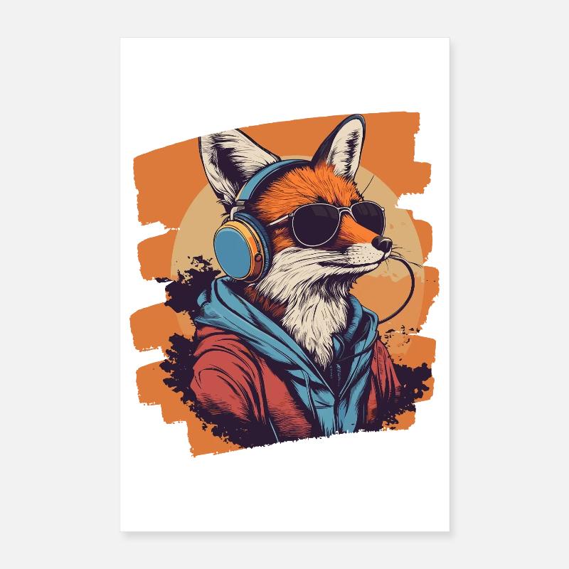 Fuchs Kopfhörer Poster 40x60 cm