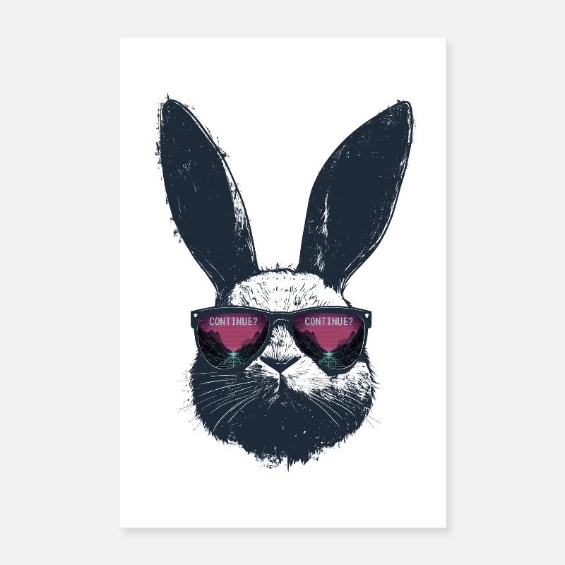 Retro Bunny Sunglasses Synthwave Gaming Gift Poster 16" x 24" (40x60 cm)