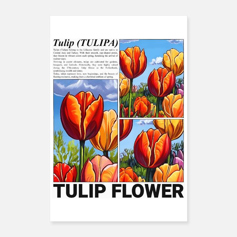 Tulipe Fleur Nature Printemps Botanique Cadeau Poster 40 x 60 cm