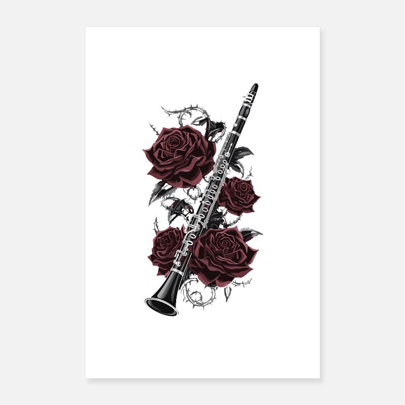 Clarinet with roses artwork Poster 16" x 24" (40x60 cm)