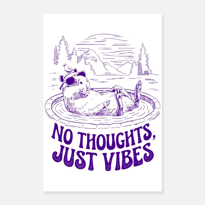 Pas de pensées, juste des vibrations Chill Capybara Poster 40 x 60 cm
