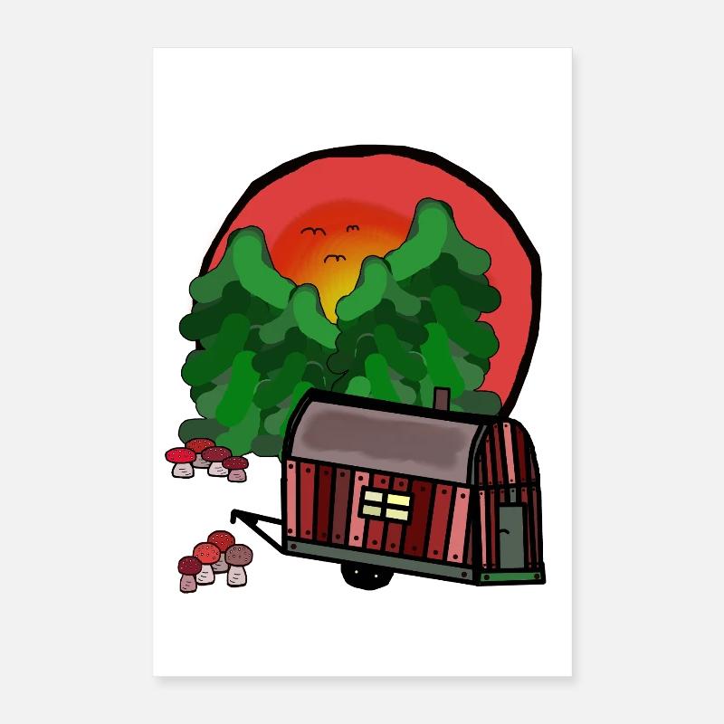 Construction Trailer Nature Ready for Holiday Camping Camping Poster 16" x 24" (40x60 cm)