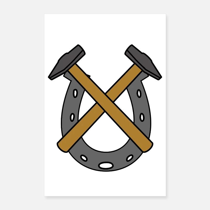 Horseshoe Hammer Blacksmith Professions Poster 16" x 24" (40x60 cm)