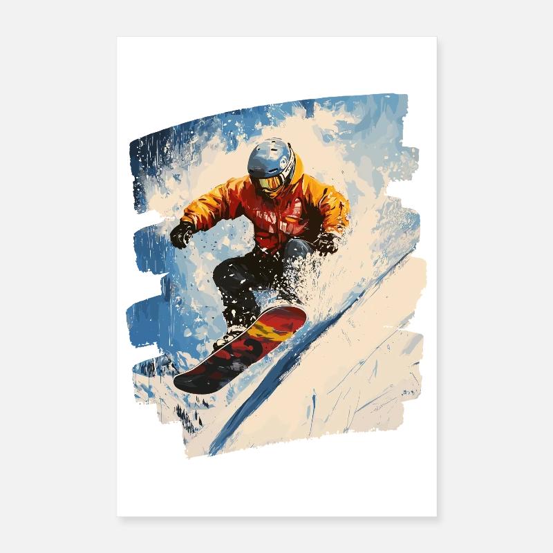 Snowboarder Pulverschnee Poster 40x60 cm