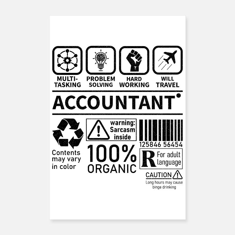 Accountant Multi Tasking Problem Solving Hard Work Poster 16" x 24" (40x60 cm)