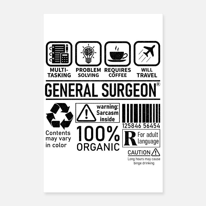 General Surgeon multi tasking problem solving Poster 40x60 cm
