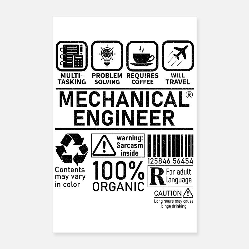 Ingénieur mécanique multitâche résolution de problèmes Poster 40 x 60 cm