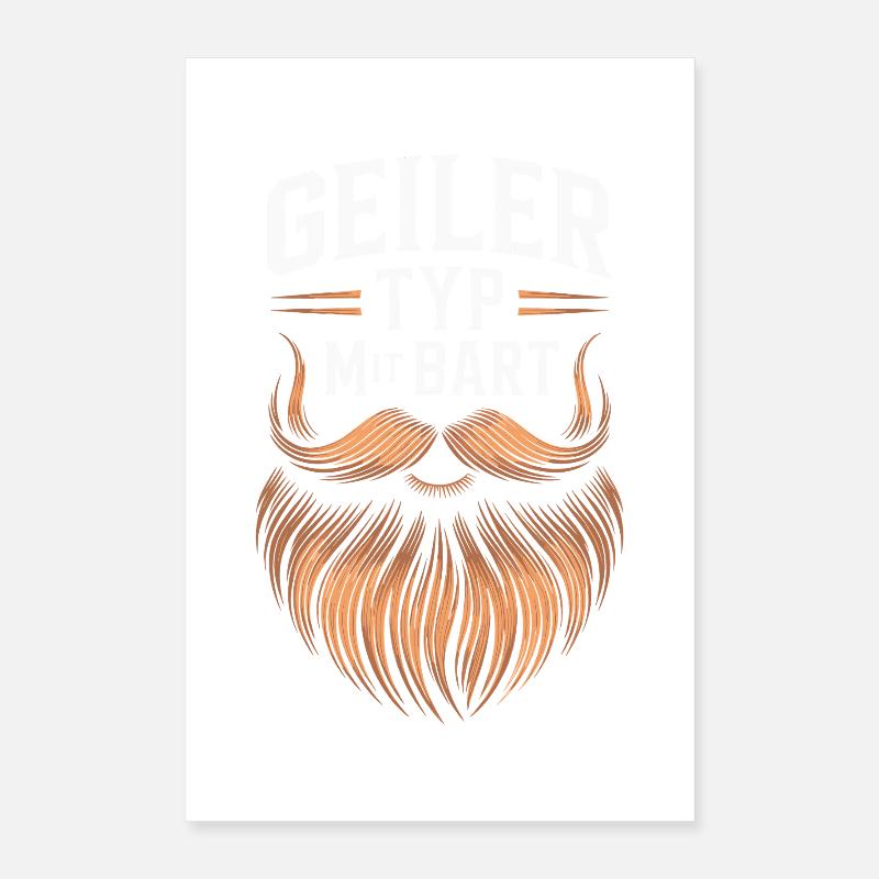 gars avec barbe barbe barbier barbe complète Poster 40 x 60 cm