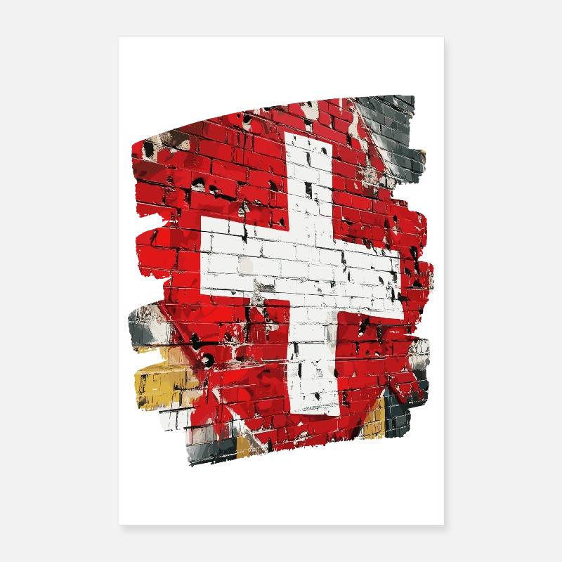 Schweizer Flagge Schweiz Poster 40x60 cm