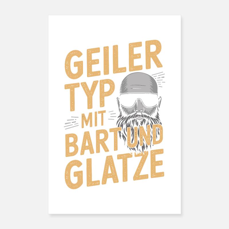 guy with beard & bald head beard wearer Poster 16" x 24" (40x60 cm)