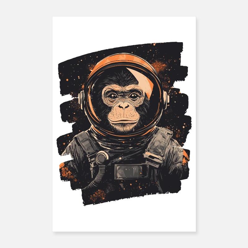 Monkey Astronaut Poster 16" x 24" (40x60 cm)