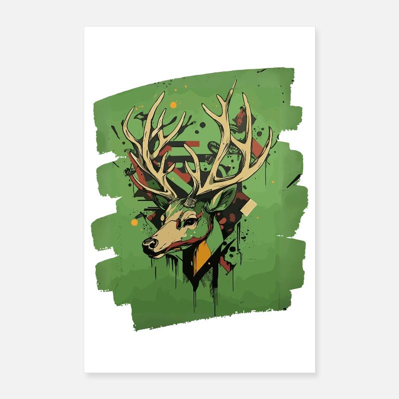 Cerf avec bois Poster 40 x 60 cm