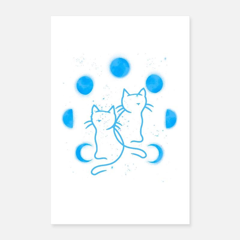 Chat Chats Lune Phases de Lune Poster 40 x 60 cm