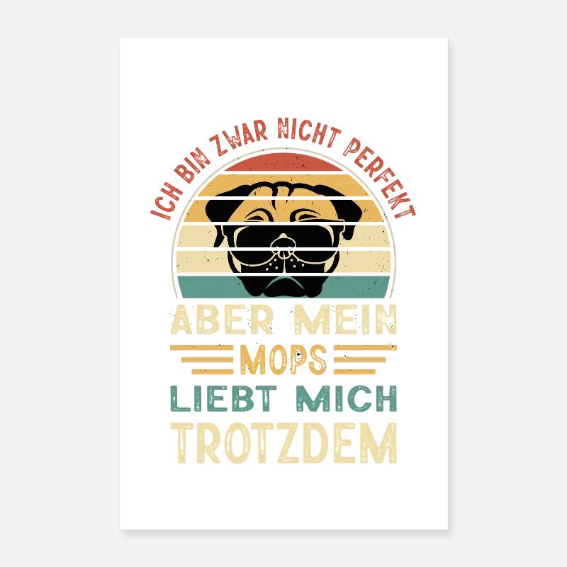 Mops Hund Hundebesitzer Geschenk Hundehalter Poster 40x60 cm