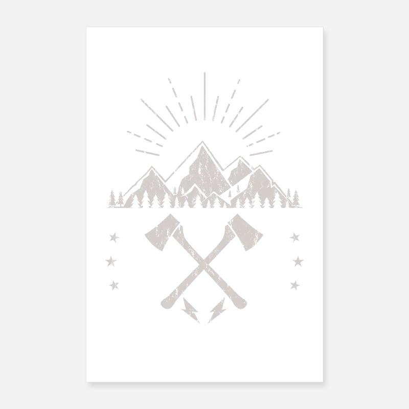 Robustes Berg-Sonnenaufgangsaxt-Emblem Poster 40x60 cm