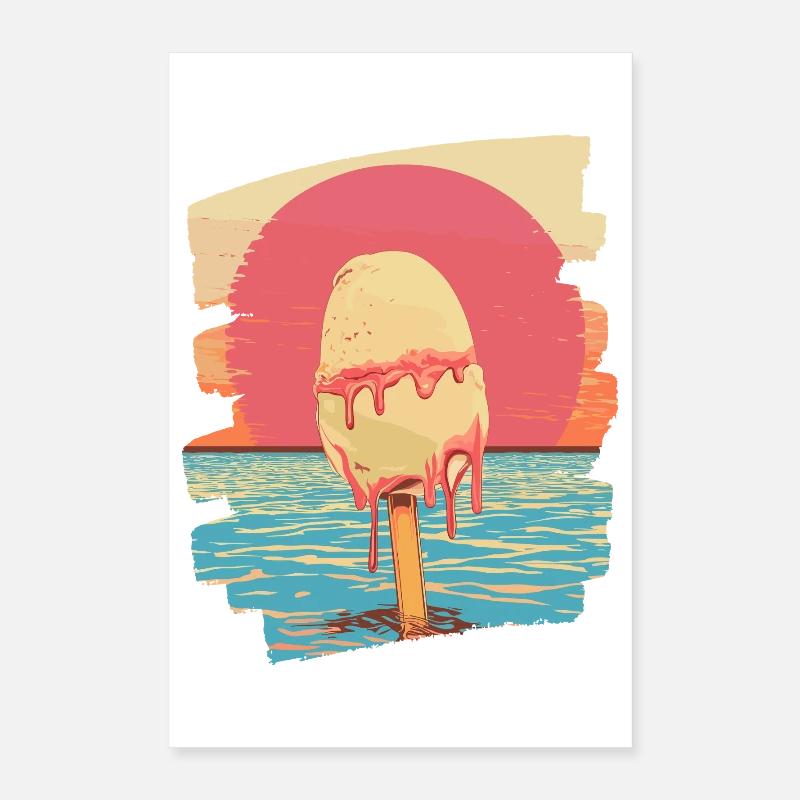 Glace et boule de glace coucher de soleil d’été Poster 40 x 60 cm