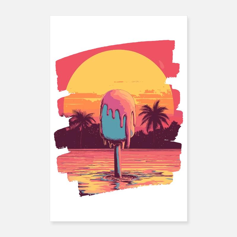 Glace et boule de glace coucher de soleil d’été Poster 40 x 60 cm