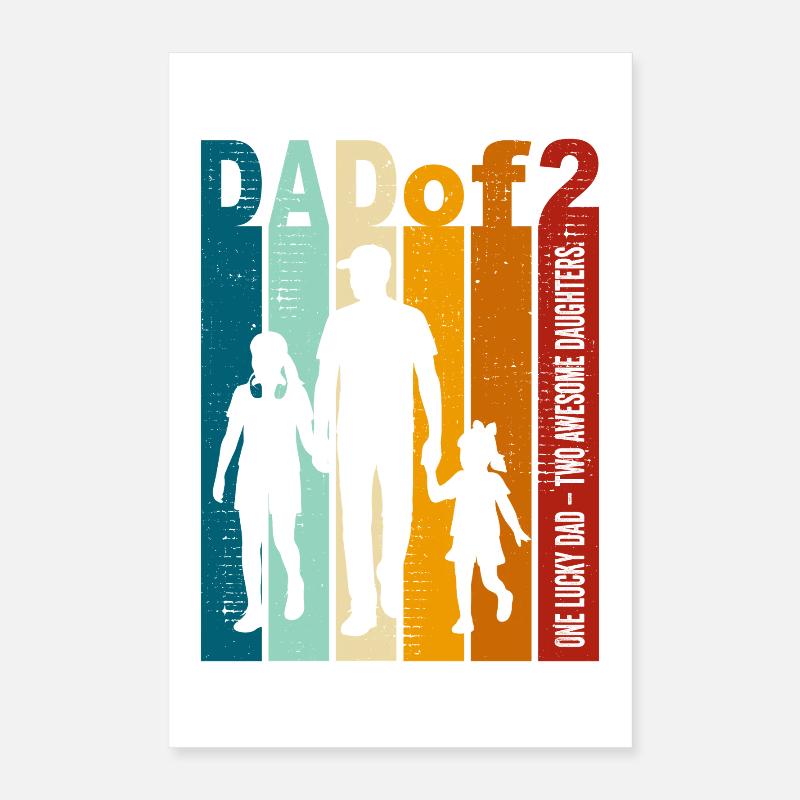 Papa & Töchter Geschenk Vintage Design Vatertag Poster 40x60 cm