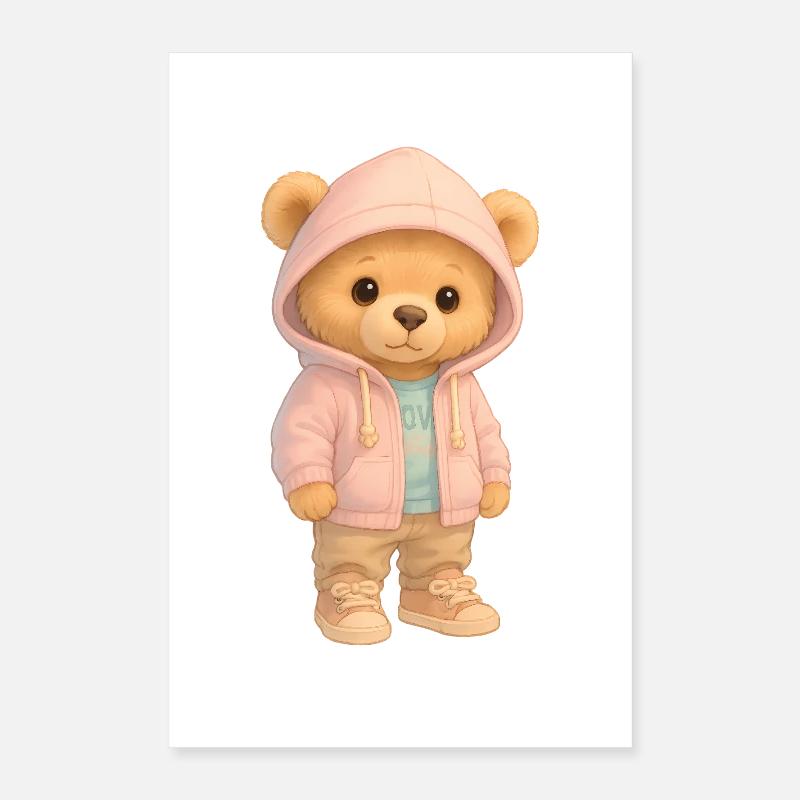 Süßer Kapuzenpullover Bär Poster 40x60 cm