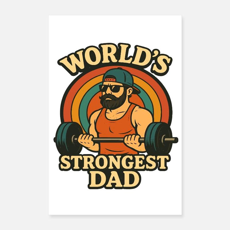 World's Strongest Dad Workout Training Gym Poster 40 x 60 cm