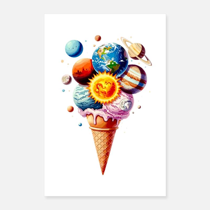 Planeten Eiscreme Waffel Eis Poster 40x60 cm