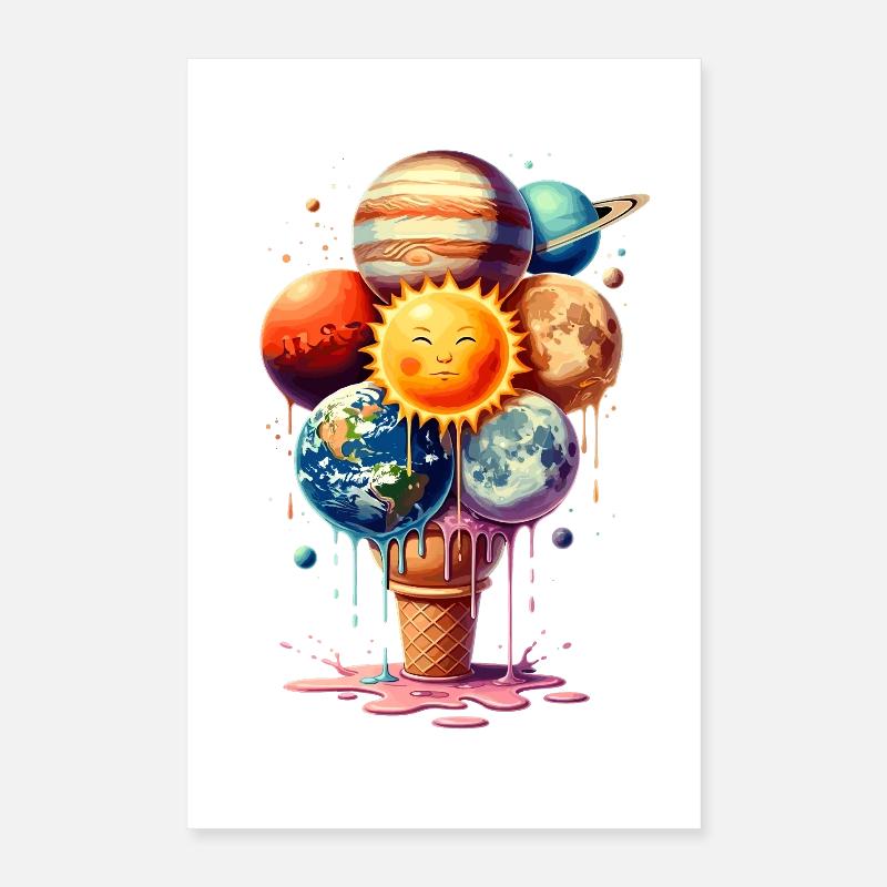 Cream Planet Waffle Cream Solar System Poster 16" x 24" (40x60 cm)