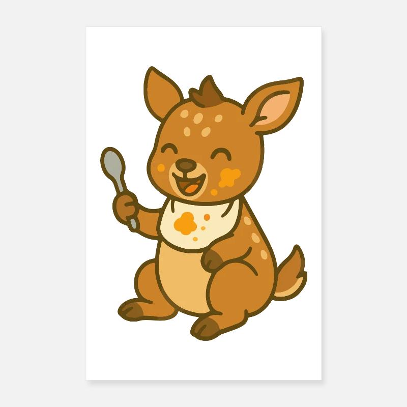 Nourrir avec le faon – Mignon bébé de la forêt Poster 40 x 60 cm