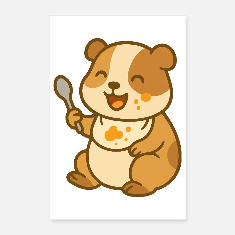 Drôle de cochon d’Inde alimentation pour bébé Poster 40 x 60 cm