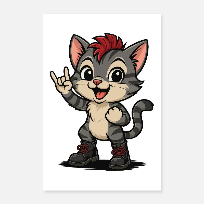 Punk Rock Kätzchen mit Boots Poster 40x60 cm