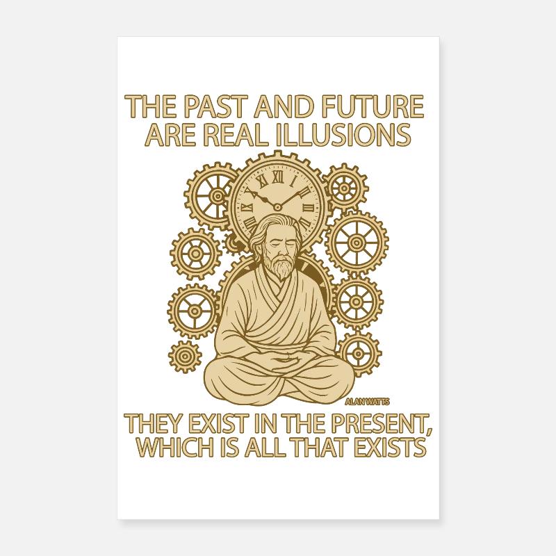 Alan Watts Present Time Citation Tee Poster 40 x 60 cm