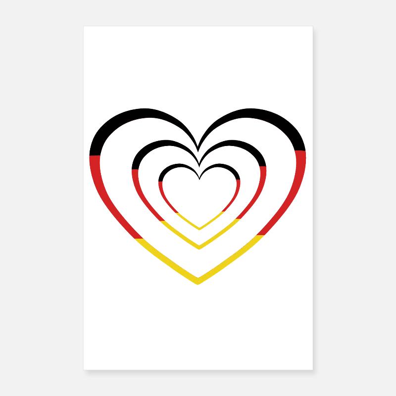 Germany Heart Hearts Retro German Poster 16" x 24" (40x60 cm)