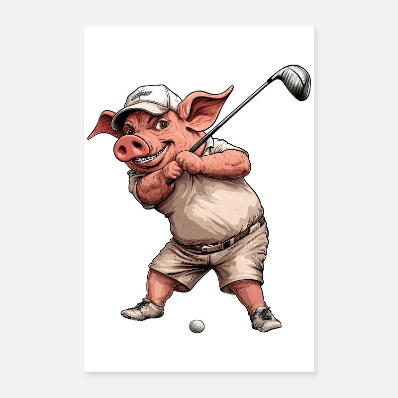 Golf Schwein Poster 40x60 cm