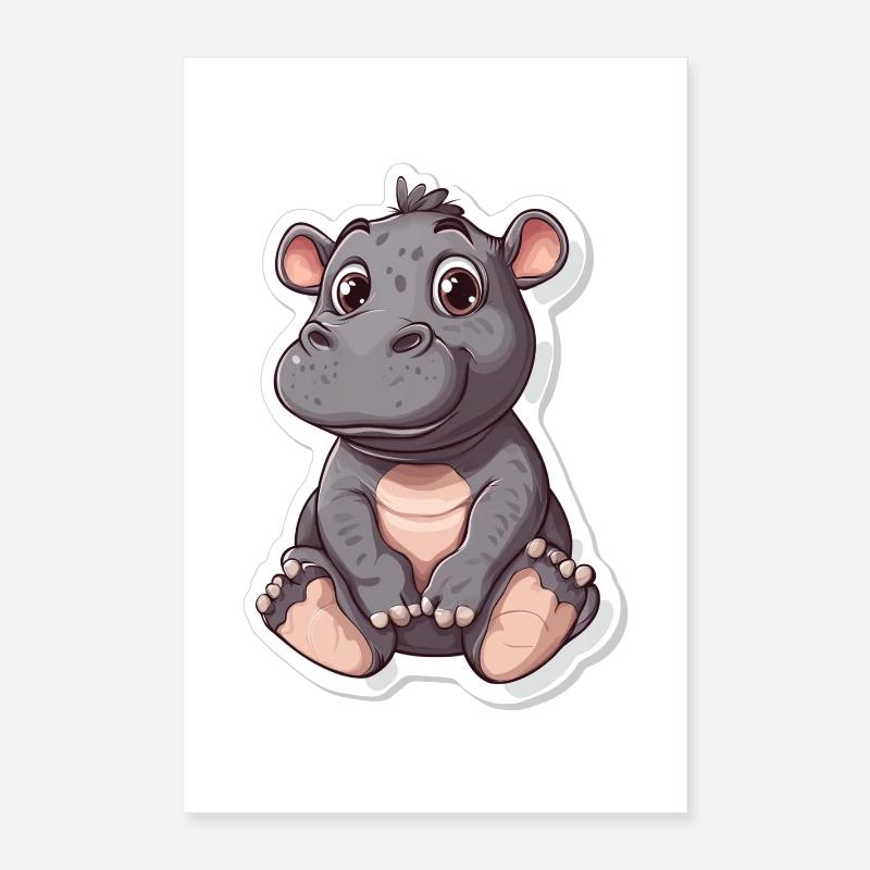 Hippopotame Poster 40 x 60 cm