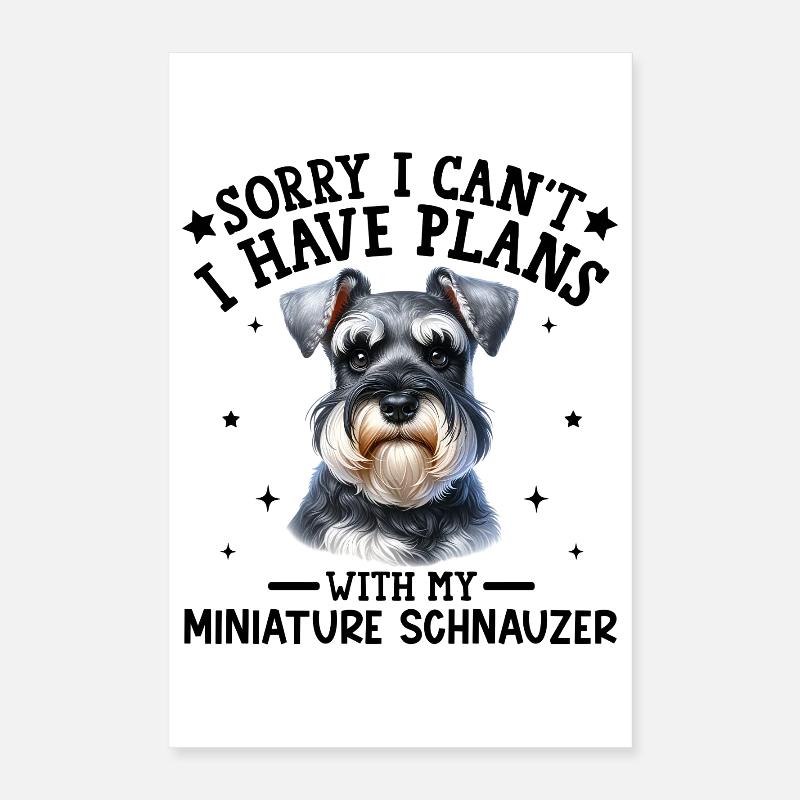 Realistic Miniature Schnauzer Illustration Poster 16" x 24" (40x60 cm)