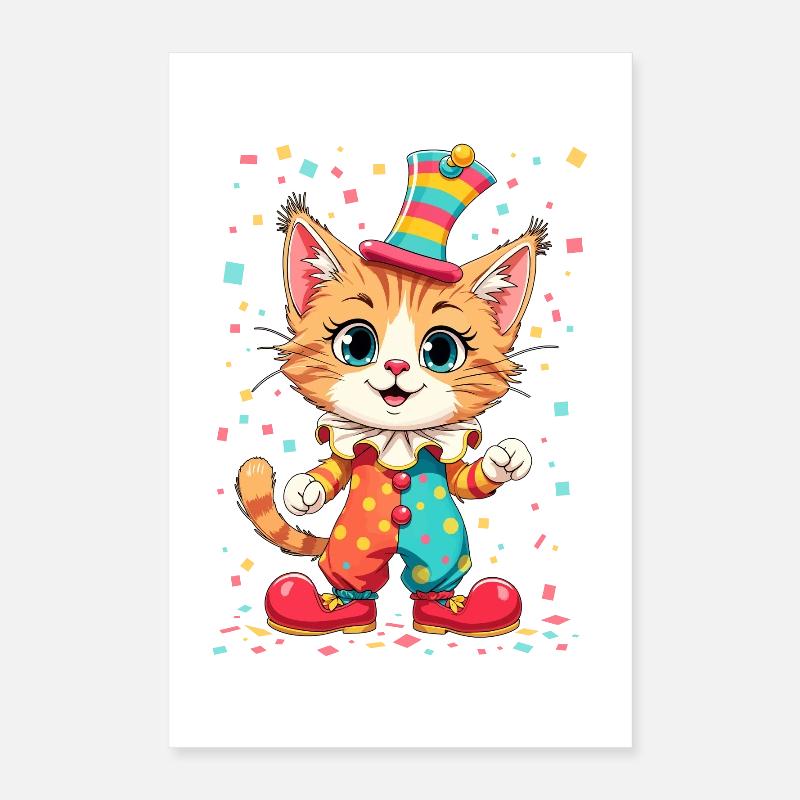 Chaton Clown Joyeux Impression Instantanée Poster 40 x 60 cm