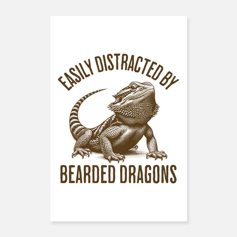 Easily Distracted By Bearded Dragons Poster 16" x 24" (40x60 cm)